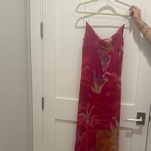 Vibrant Pink and Red Maxi Dress